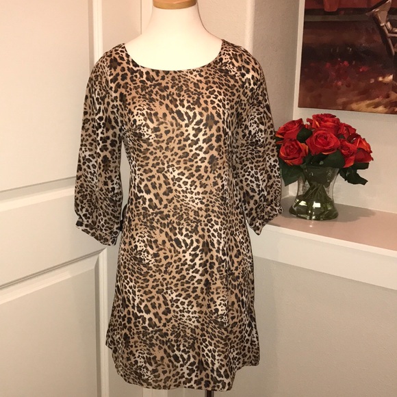 Coin sheer Dress, leopard print, size Medium - Picture 2 of 6